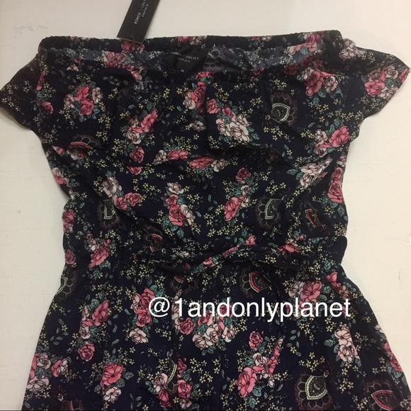 🛑SOLD🛑🌹HP🌹Floral Print Off the Shoulder Raffle Jumpsuit - Picture 3 of 5